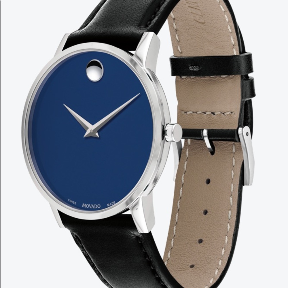 Authentic MOVADO MUSEUM 40 Stainless steel  leather watch - Picture 5 of 11